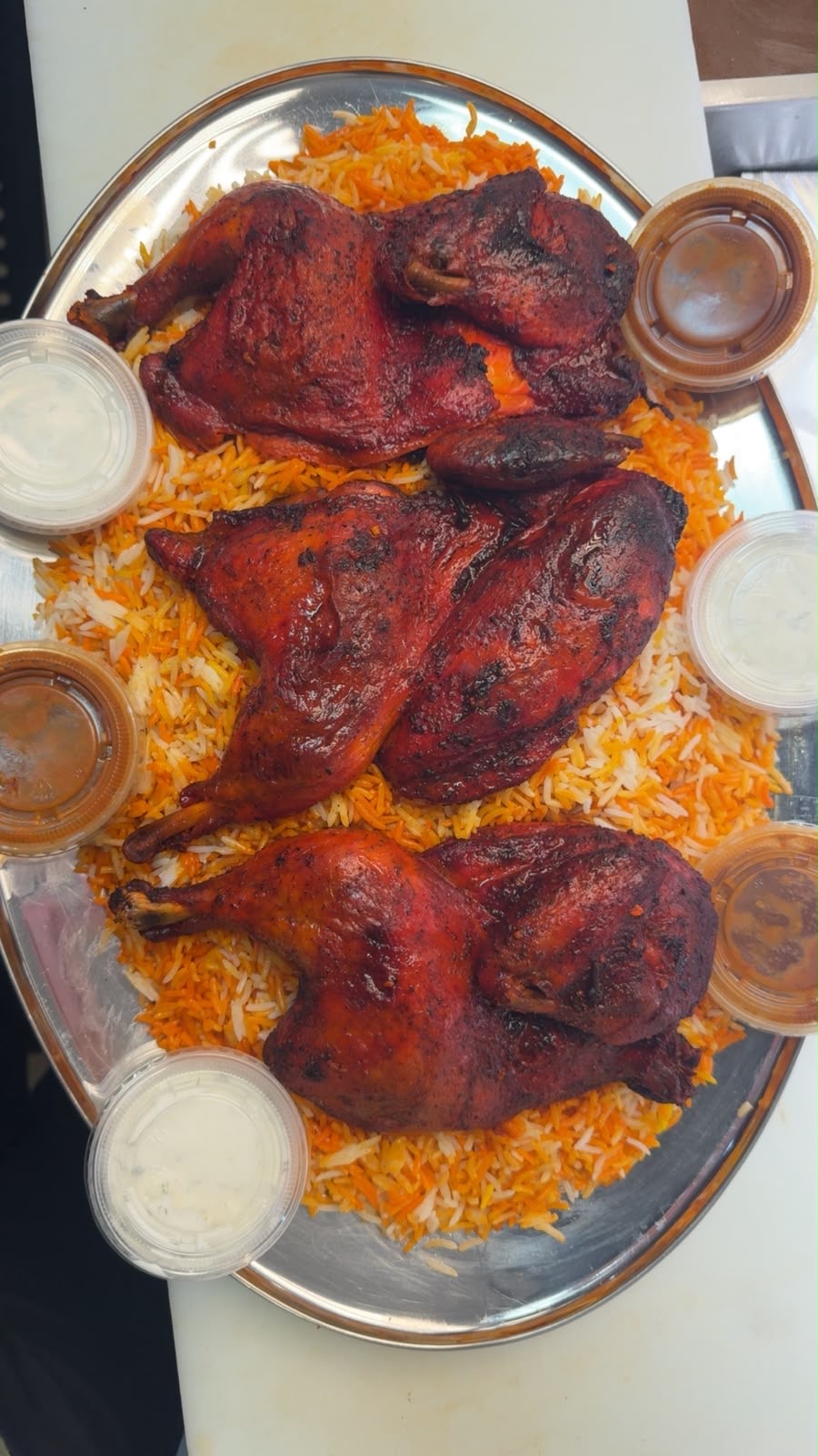 Grilled chicken tray with sauces