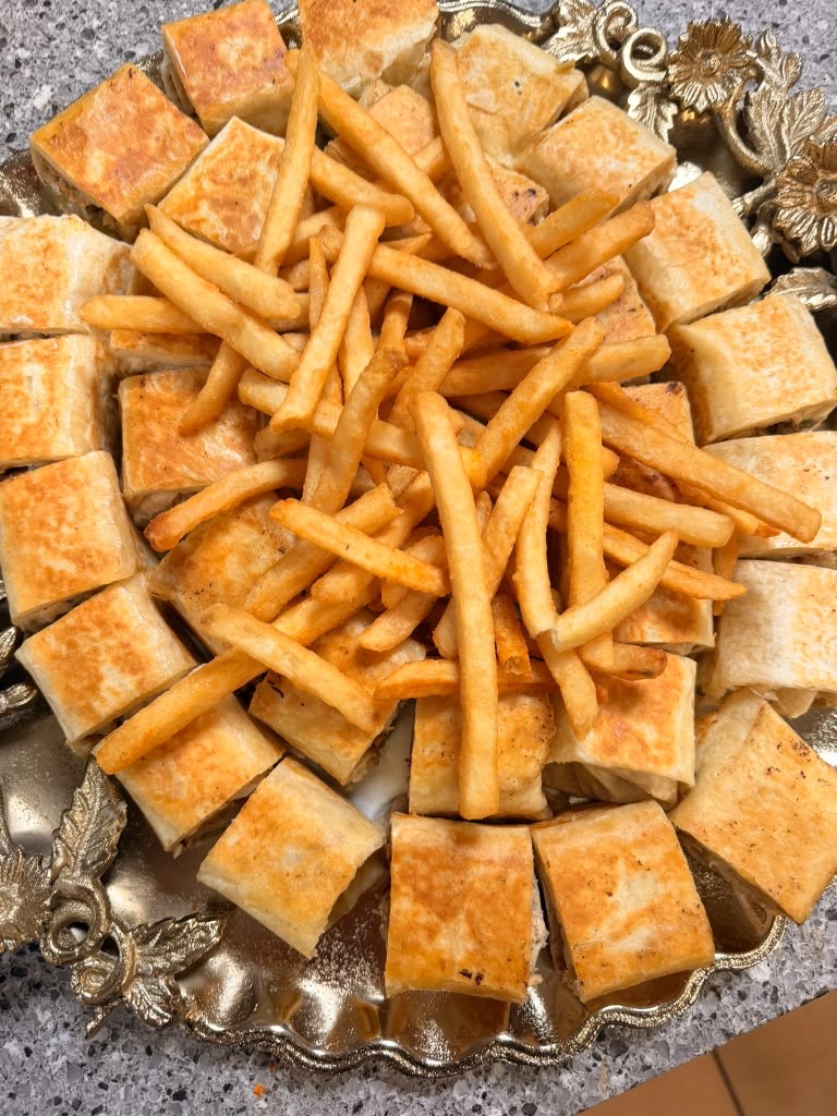 Shawarma wrap platter with fries
